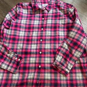 Vineyard Vines Pink and Navy Plaid Shirt